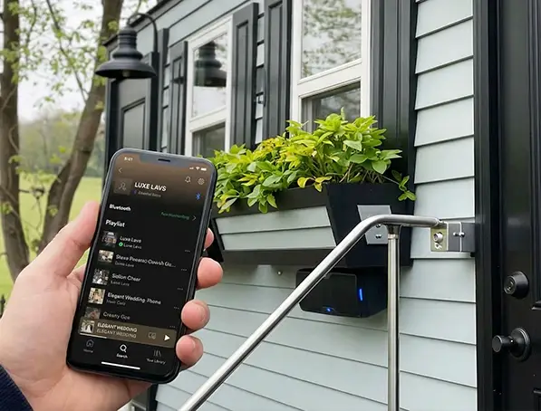 Bluetooth entertainment system in Pinnacle luxury restroom trailer