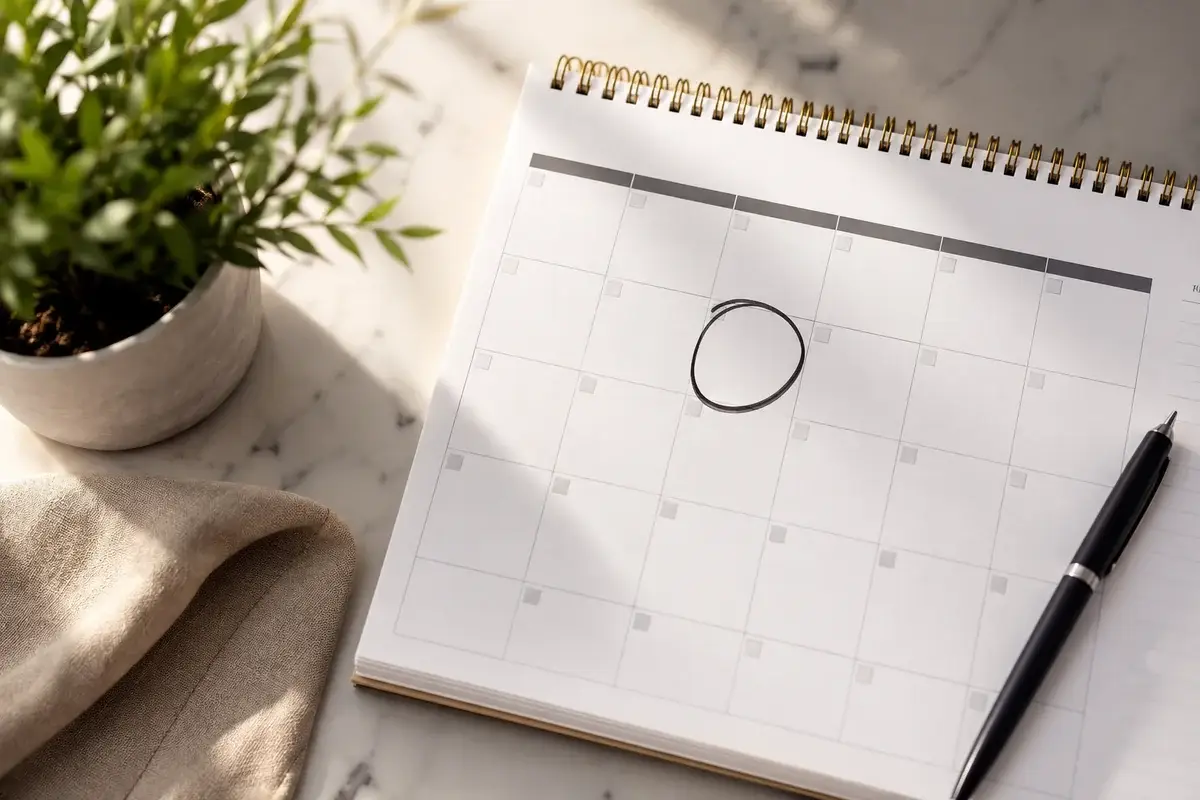 Calendar and event planner representing when to book a restroom trailer rental.